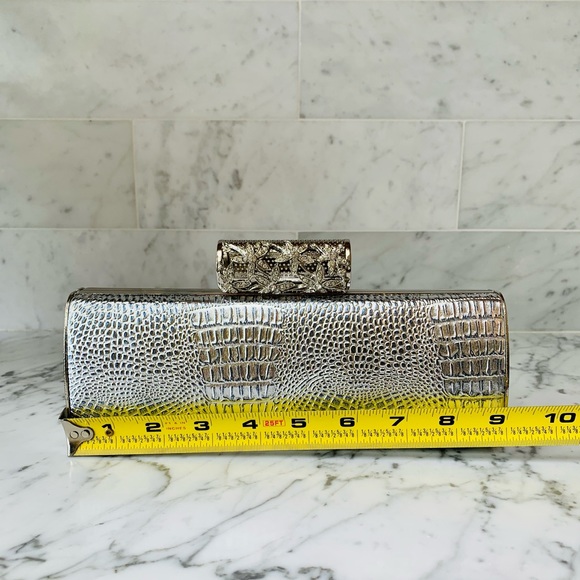 Silver Crocodile Diamond Clutch - Picture 10 of 12